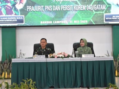 Kunjungi Korem 043/Gatam, Pangdam II/Sriwijaya Berikan Arahan kepada Prajurit, PNS, dan Persit