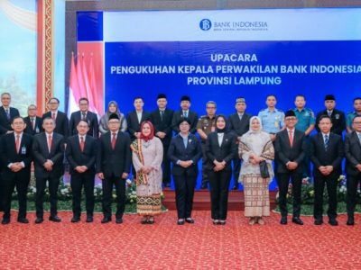 Pengukuhan Kepala BI Lampung, Pemprov Apresiasi Peran BI dalam Jaga Inflasi, Dukung UMKM dan Digitalisasi Ekonomi