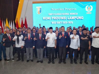 Pengurus KONI Lampung Resmi Dikukuhkan, Gubernur Dorong Peran Aktif KONI Pada Pembangunan Bidang Olahraga
