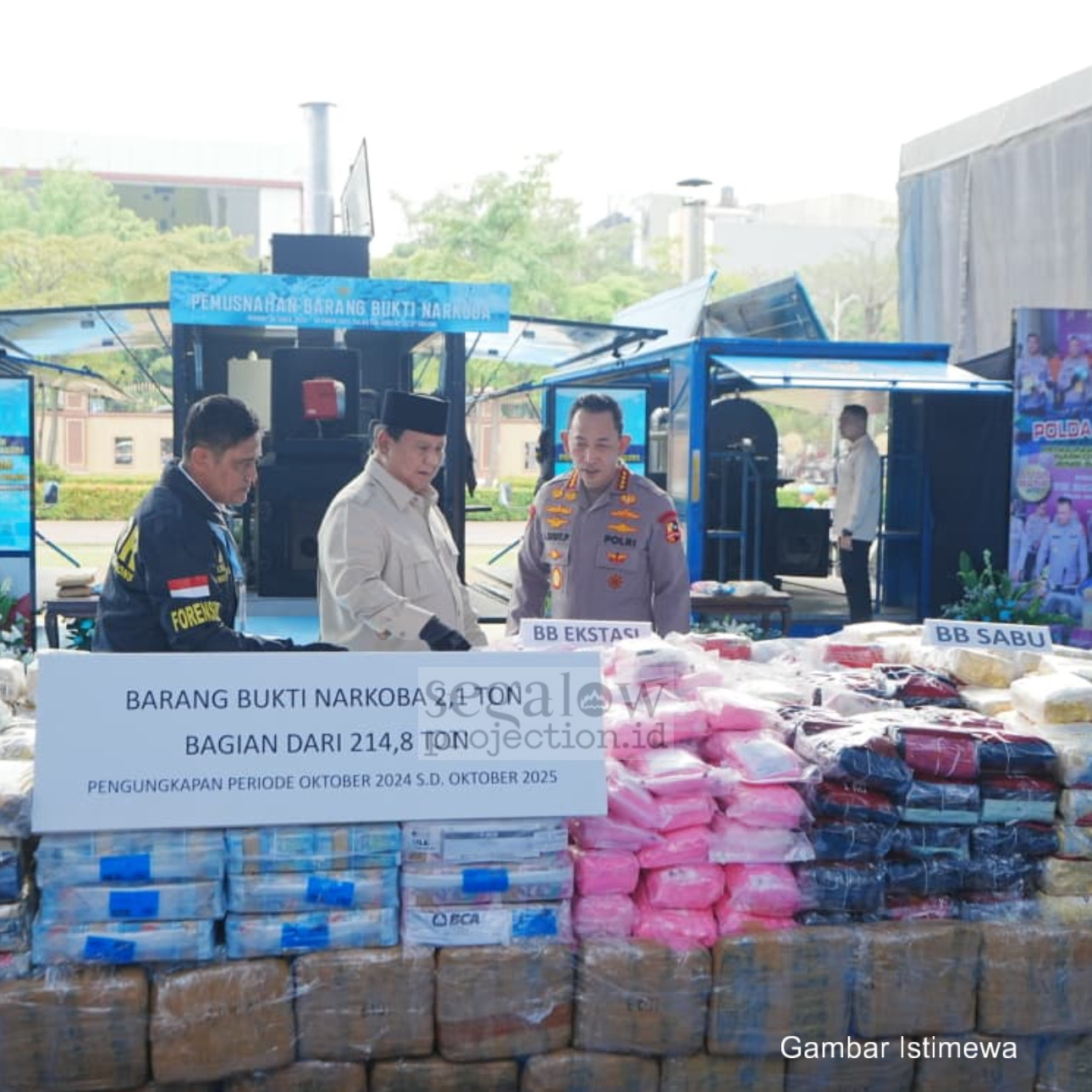 PRESIDEN PRABOWO PIMPIN PEMUSNAHAN 214,84 TON NARKOBA SENILAI RP29,37 TRILIUN