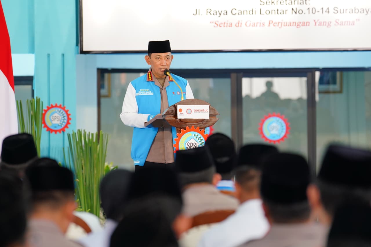 KAPOLRI AJAK BURUH KSPSI BERSATU HADAPI DINAMIKA GLOBAL SAAT SILATURAHMI RAMADHAN DI JATIM