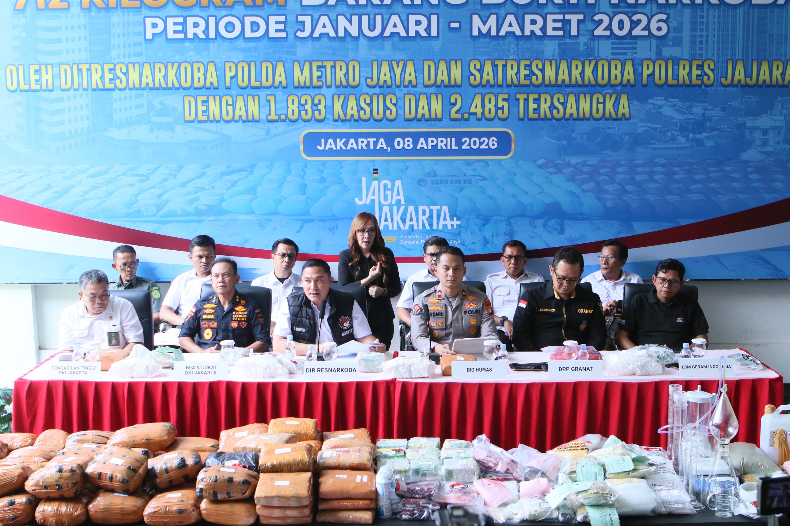 POLDA METRO JAYA MUSNAHKAN BARANG BUKTI, 1.833 KASUS NARKOBA TERUNGKAP DALAM TIGA BULAN